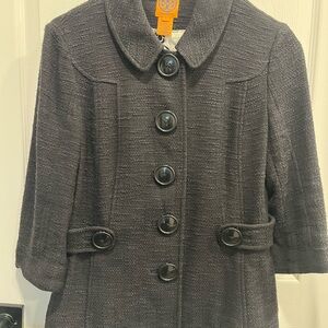 Tory Burch Black Textured 3/4 sleeve jacket